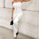 Women's Elegant Off Shoulder Feather Jumpsuit   S3960944 - TUZZUT Qatar Online Shopping