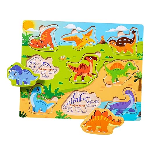 Wooden Toddlers Puzzles Game Animal Dinosaur Board 1603296 - TUZZUT Qatar Online Shopping