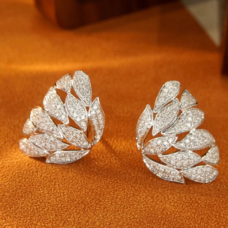 Needle Full Drill Tiny Zirconia Leaf Shaped Earrings S4625367 - TUZZUT Qatar Online Shopping
