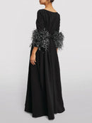 Elegant Simple Feather Long Sleeve Party Dress 111150 - TUZZUT Qatar Online Shopping