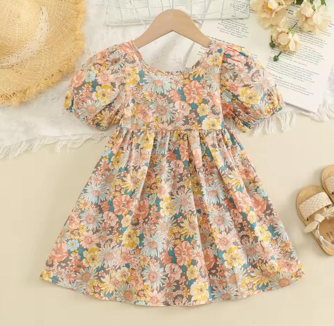 Girls' Summer Irregular Flower Backless Stylish Dress X1921280 Girls' Summer Irregular Flower Backless Stylish Dress X1921280