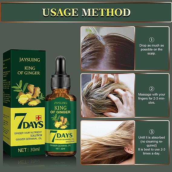 Ginger Hair Growth Oil | Ginger Biotin Hair Regrowth Oil | Regrowth Nourishing Ginger Oil Essence, Hair Growth Oil for Stronger Thicker and Longer Hair - Tuzzut.com Qatar Online Shopping