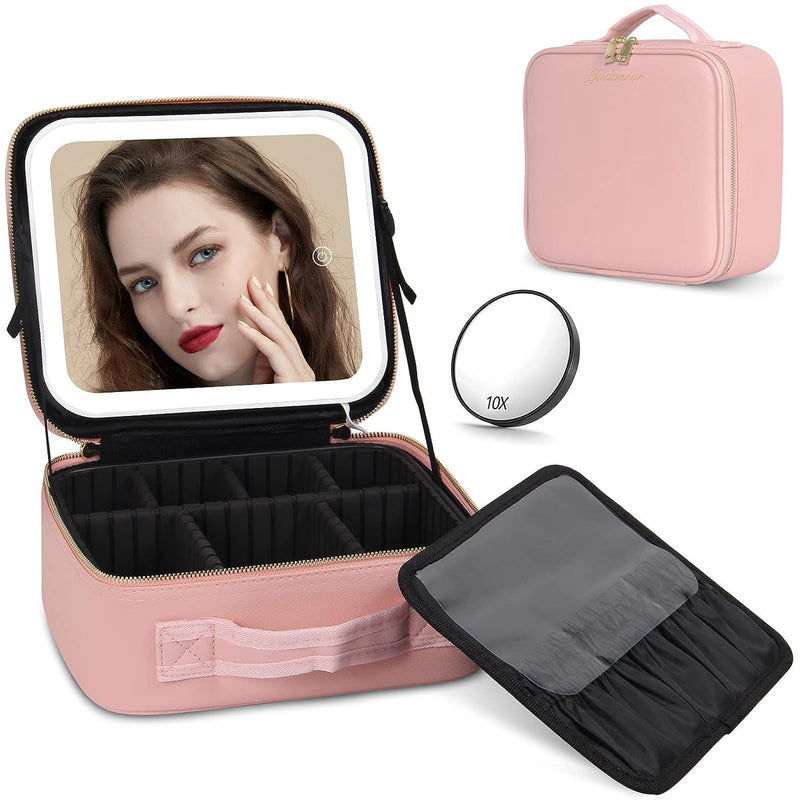 Portable Travel Makeup Cosmetic Organizer Bag with LED Mirror