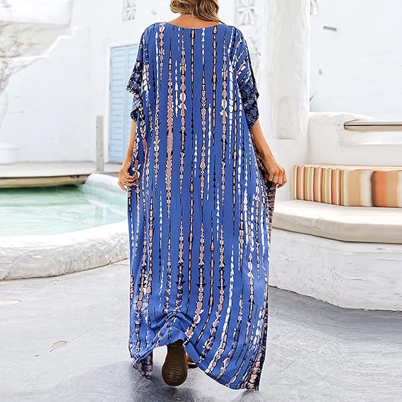 Women Loose Colorful Beach Cover Up Kaftan Dress S987456 Women Loose Colorful Beach Cover Up Kaftan Dress S987456