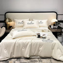 4 Piece Set Ice Silk Quilt Summer Comforter, Pillow Covers & Bed Sheet-Grey - TUZZUT Qatar Online Shopping