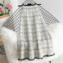 Vintage Fringe Plaid Knitted Skirt 58848 - TUZZUT Qatar Online Shopping