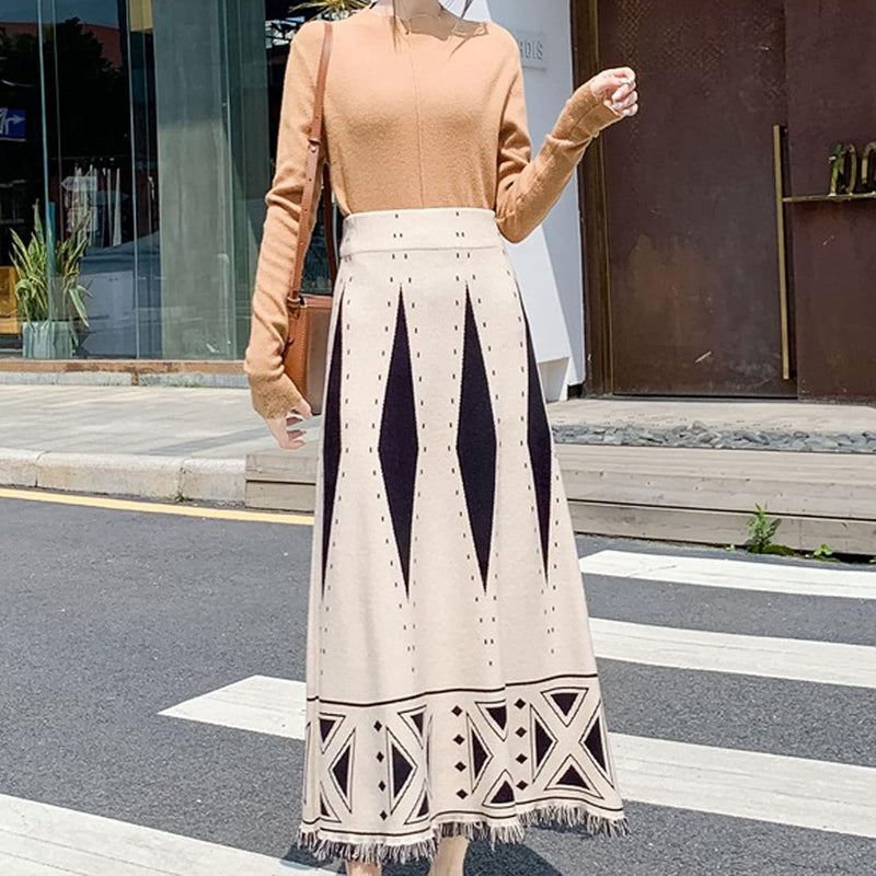 Elegant Fashion High Waist Printed Skirt 58038 - TUZZUT Qatar Online Shopping