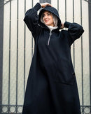 Oversized Long SweatShirt Dress with Hoodie and Pocket For Women 83112 - TUZZUT Qatar Online Shopping