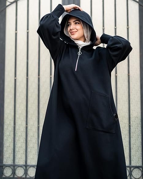 Oversized Long SweatShirt Dress with Hoodie and Pocket For Women 83112 Oversized Long SweatShirt Dress with Hoodie and Pocket For Women 83112