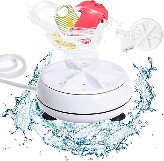 Mini Washing Machine Ultrasonic Turbine Washing Machine Portable Turbo Washer for Travel,Business Trip,Home,Apartment,RV or College Rooms(with Plug) - Tuzzut.com Qatar Online Shopping