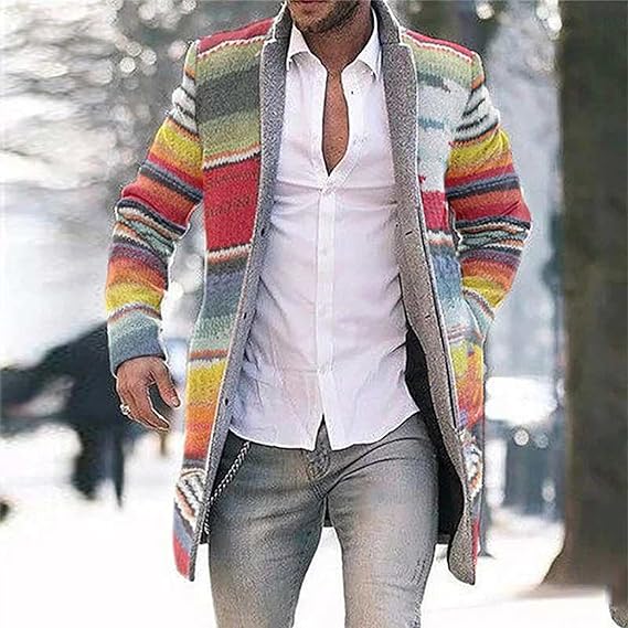 Men's Colourful Striped Trench Coat TC8965 Men's Colourful Striped Trench Coat TC8965