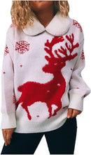 Women's Elegant Reindeer Pullover Knitted Jumper 58758 - TUZZUT Qatar Online Shopping