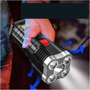 5LED High Power Led Flashlights Rechargeable Camping Spotlight with Side Light 3 Lighting Modes for Camping Adventure Outdoor