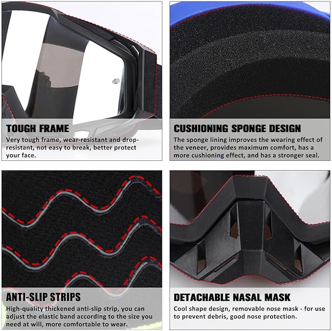 Motorcycle Goggles for Dirt Biking,ATV Riding,Sking goggles and windproof glasses for Unisex-Adult - TUZZUT Qatar Online Shopping