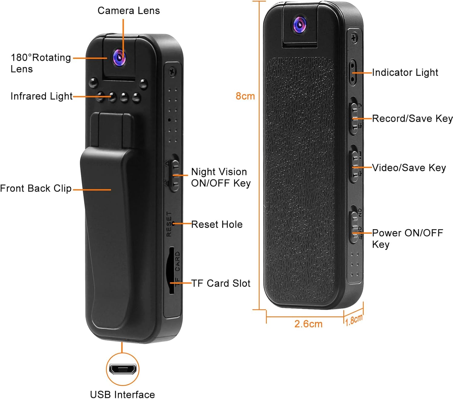 80° Rotating Lens Mini Camera, 1080P HD Body Cam with Night Vision, Small Camera for Meetings, Riding, Pet Walks 80° Rotating Lens Mini Camera, 1080P HD Body Cam with Night Vision, Small Camera for Meetings, Riding, Pet Walks