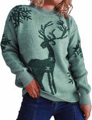 Reindeer Print Long Sleeve Pullover 58029 - TUZZUT Qatar Online Shopping