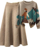 Women Autumn Winter Warm Knitted Two Pieces Set 28231 - TUZZUT Qatar Online Shopping