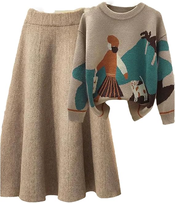Women Autumn Winter Warm Knitted Two Pieces Set 28231 Women Autumn Winter Warm Knitted Two Pieces Set 28231