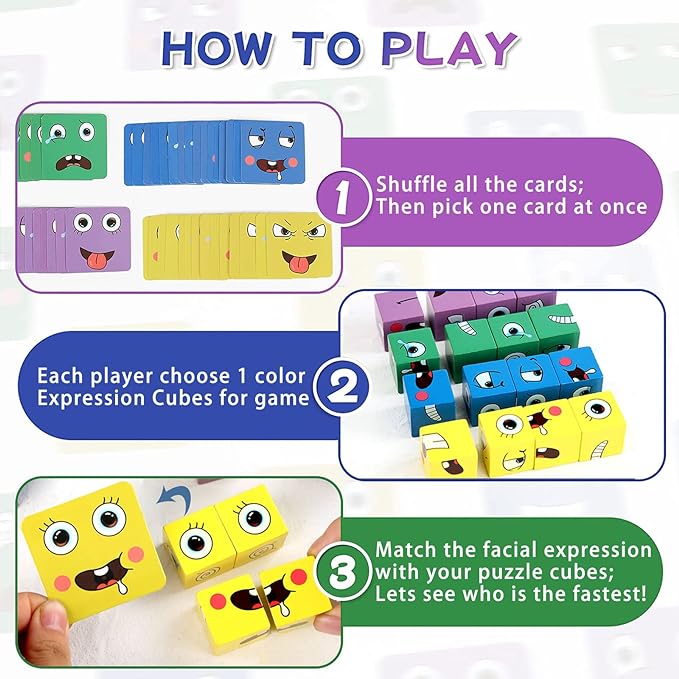 Faces Changing Building Blocks Wooden Toy Faces Changing Building Blocks Wooden Toy