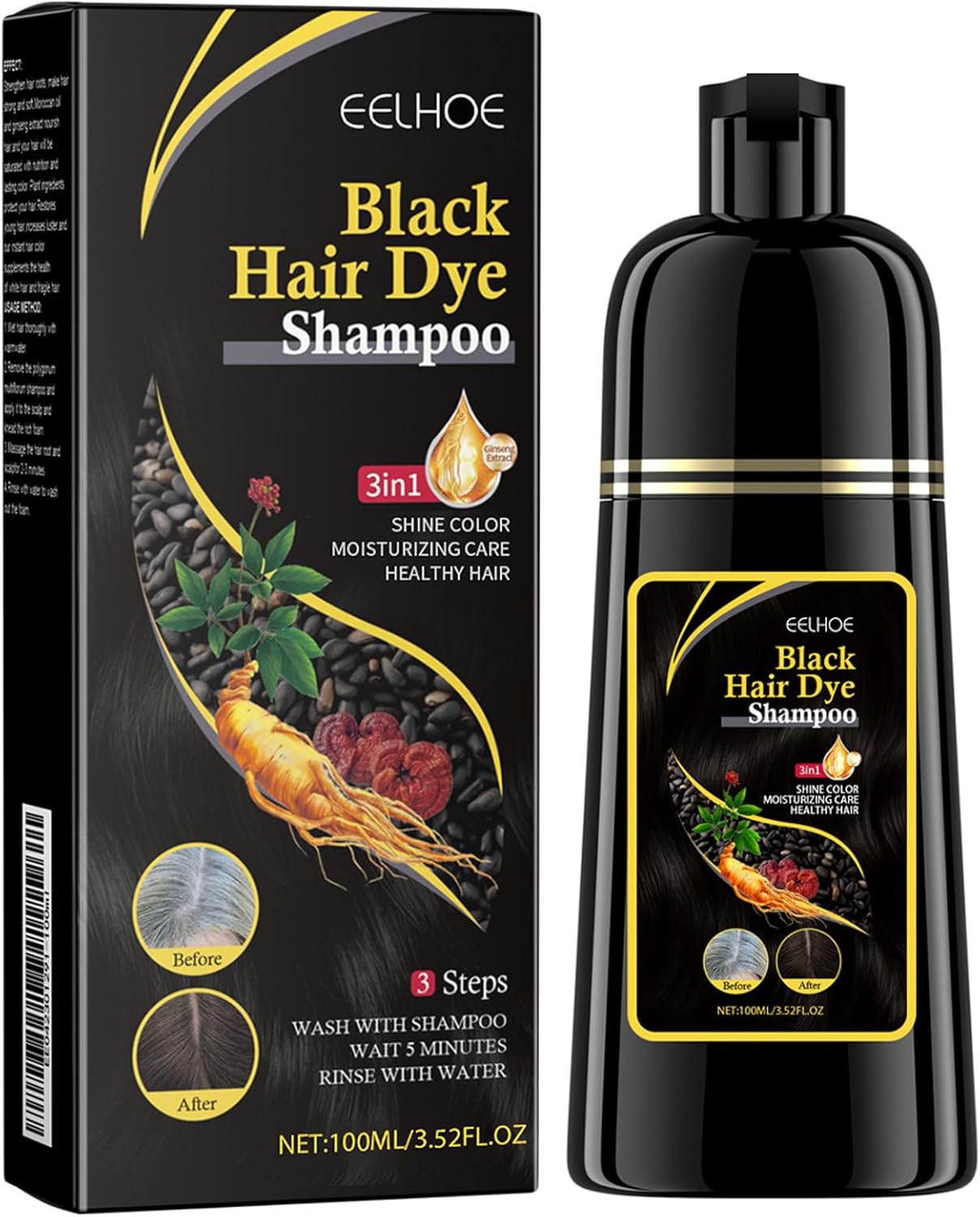 EELHOE Black Hair Dye Shampoo 100ML