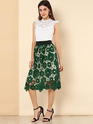 Allegra K Women's Saint Patrick's Day Elegant Elastic Waist Floral Lace Midi Skirts S2111227 Allegra K Women's Saint Patrick's Day Elegant Elastic Waist Floral Lace Midi Skirts S2111227