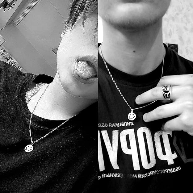 Smile Face Women's Pendants Necklaces Gothic Smiley Cool Hippie Streetwear Men's Necklaces H00 Smile Face Women's Pendants Necklaces Gothic Smiley Cool Hippie Streetwear Men's Necklaces H00