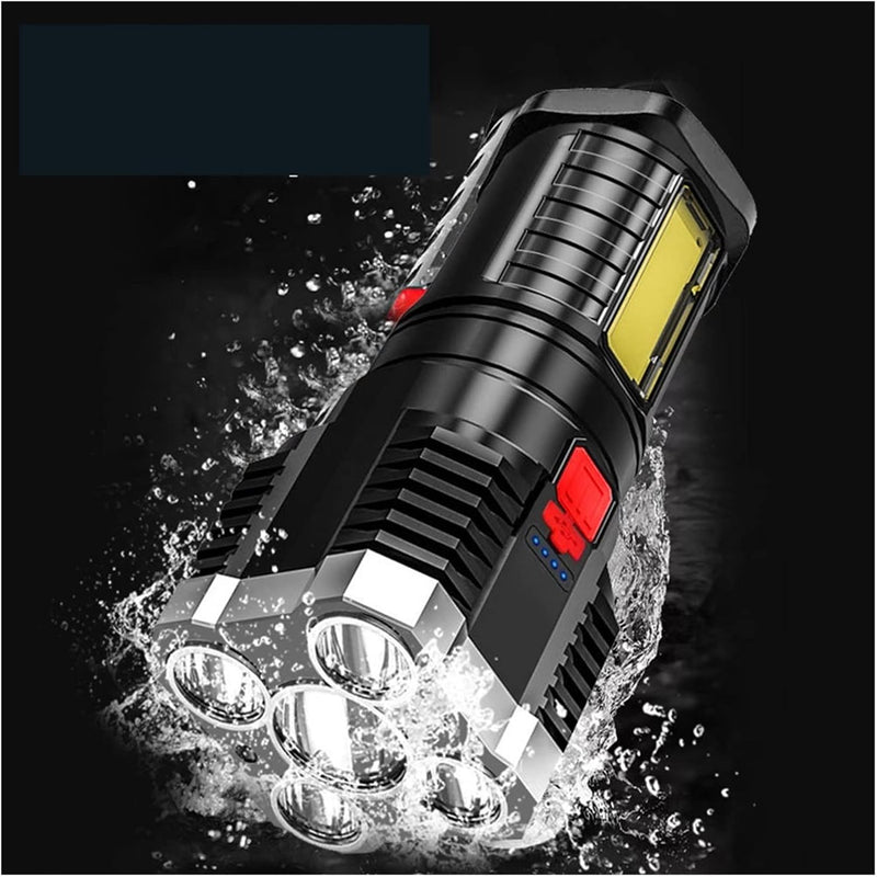 5LED High Power Led Flashlights Rechargeable Camping Spotlight with Side Light 3 Lighting Modes for Camping Adventure Outdoor