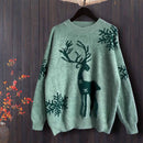 Reindeer Print Long Sleeve Pullover 58029 - TUZZUT Qatar Online Shopping