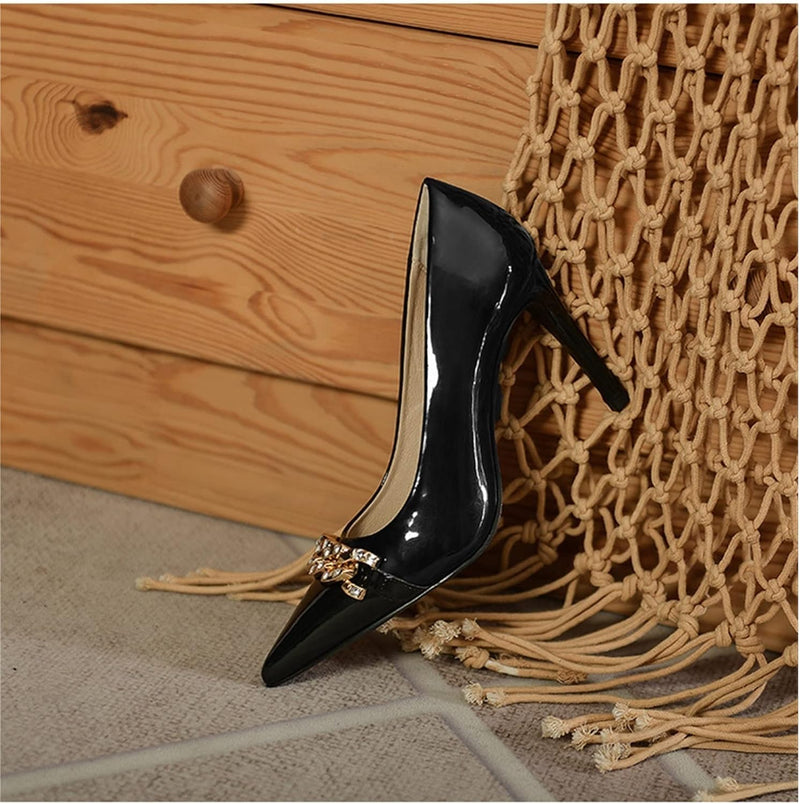 High Heels Chain Pointed Toe Ladies Shoes S443755174 - TUZZUT Qatar Online Shopping