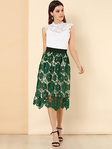 Allegra K Women's Saint Patrick's Day Elegant Elastic Waist Floral Lace Midi Skirts S2111227 Allegra K Women's Saint Patrick's Day Elegant Elastic Waist Floral Lace Midi Skirts S2111227