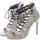 Strappy Lace Up Striped Peep Toe Stilettos Pumps High Heels PL4698 - TUZZUT Qatar Online Shopping