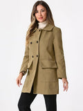 Women's Peter Pan Collar Long Sleeve Double Breasted Classic Winter Outwear 55367 - TUZZUT Qatar Online Shopping
