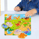 Wooden Toddlers Puzzles Game Animal Dinosaur Board 1603296 - TUZZUT Qatar Online Shopping