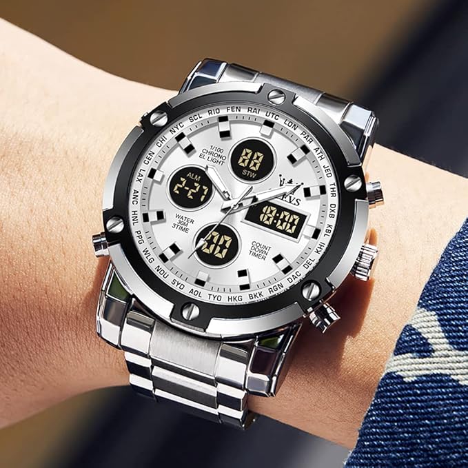 Digital Analog Steel Watch W7529 - TUZZUT Qatar Online Shopping