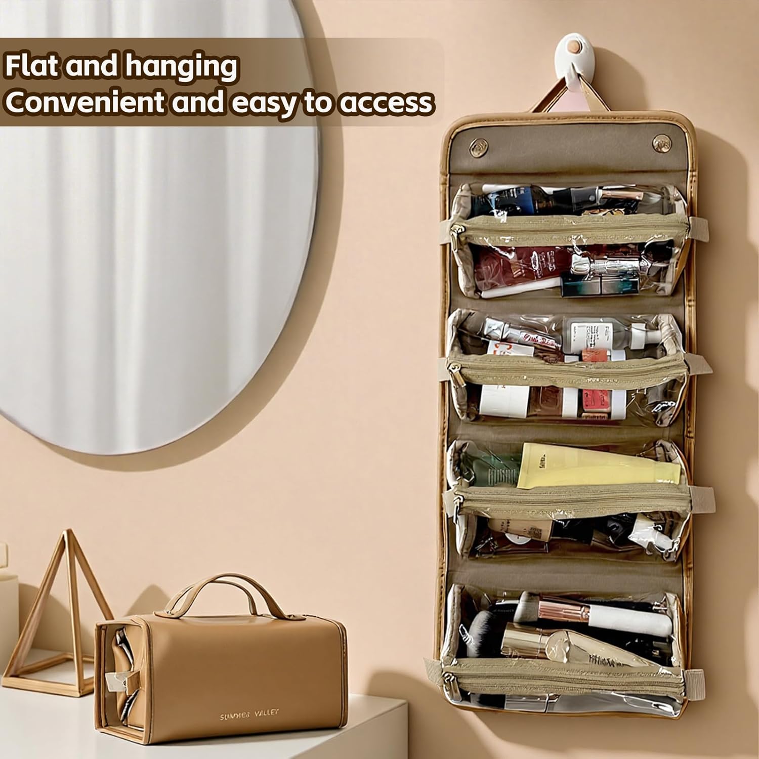 4 In 1 Foldable Detachable Travel Makeup Bag Brown 80848 4 In 1 Foldable Detachable Travel Makeup Bag Brown 80848