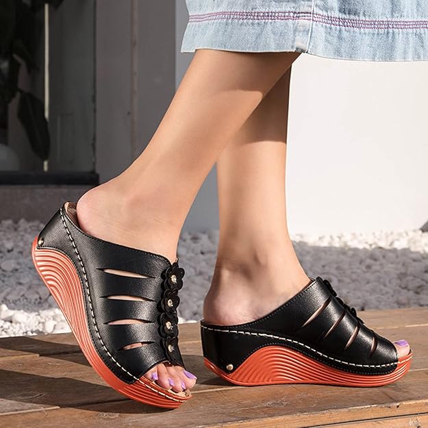 Floral Wedge Sandals S336 - TUZZUT Qatar Online Shopping