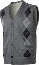 Mens Thick Argyle Sweater Vests Warm Sleeveless Jacket   B187888 - TUZZUT Qatar Online Shopping