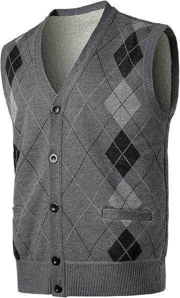 Mens Thick Argyle Sweater Vests Warm Sleeveless Jacket   B187888 - TUZZUT Qatar Online Shopping