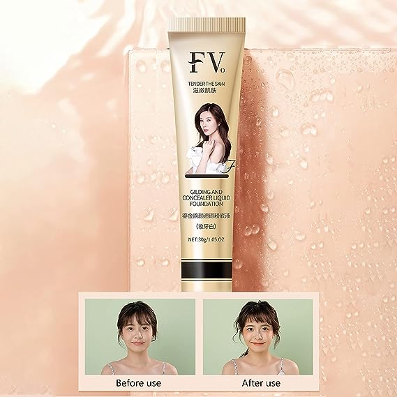 FVO Liquid Foundation Glowing Concealer Cream, Waterproof And Sweatproof, Hydrate and Brighten, Radiant & Healthy Looking Skin, Skin Perfecting (Hydrate and brighten skin) FVO Liquid Foundation Glowing Concealer Cream, Waterproof And Sweatproof, Hydrate and Brighten, Radiant & Healthy Looking Skin, Skin Perfecting (Hydrate and brighten skin)