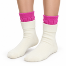 1Pair Women's Cream & Rose-Pink Layered-Cuff Socks S4919046 – Size 34–39
