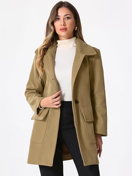 Women's Peter Pan Collar Long Sleeve Double Breasted Classic Winter Outwear 55367 Women's Peter Pan Collar Long Sleeve Double Breasted Classic Winter Outwear 55367