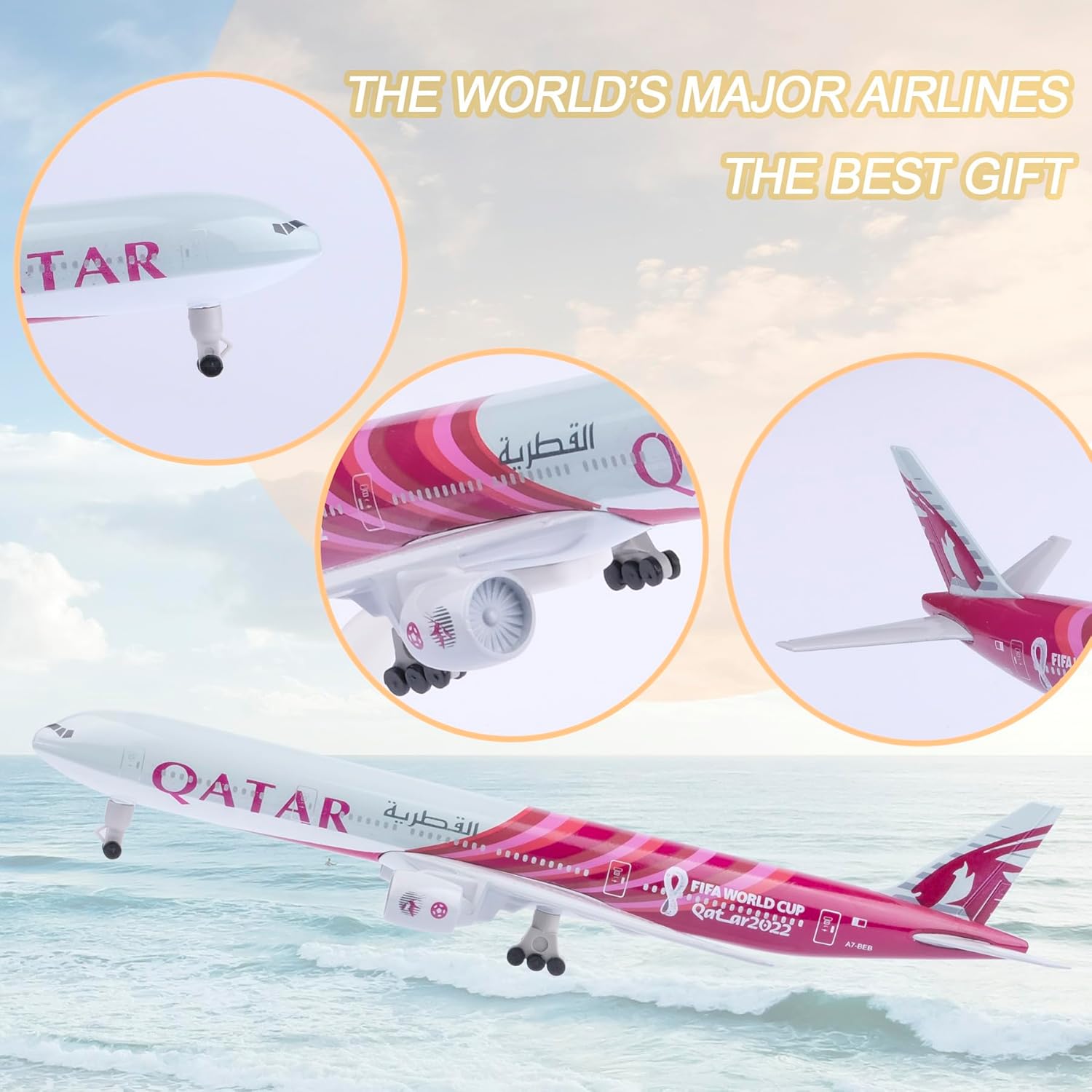 1:300 Scale Qatar World Cup Model Airplane Toy 1:300 Scale Qatar World Cup Model Airplane Toy
