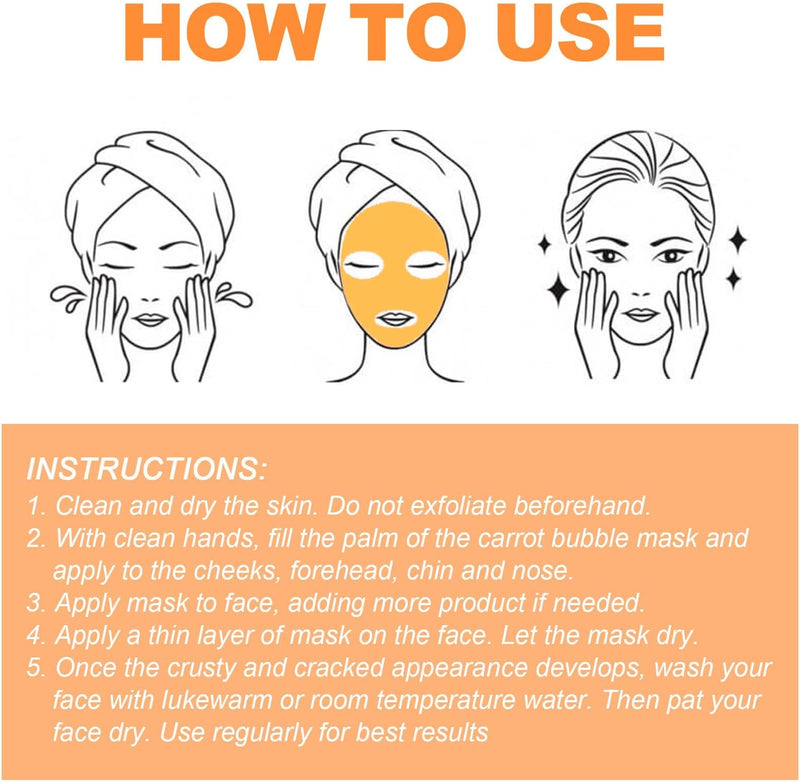 Carrot Foam Mask with Acid Complex Deep Bubble Cleaning Pore Cleansing , Blackhead removal, Exfoliation, Moisturizing (4gm x 12pcs Pack) - Tuzzut.com Qatar Online Shopping