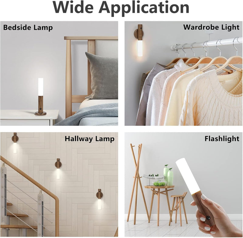 Rechargeable Wooden Stick Wall Sconce Lights for Bedroom Corridor Staircase - TUZZUT Qatar Online Shopping