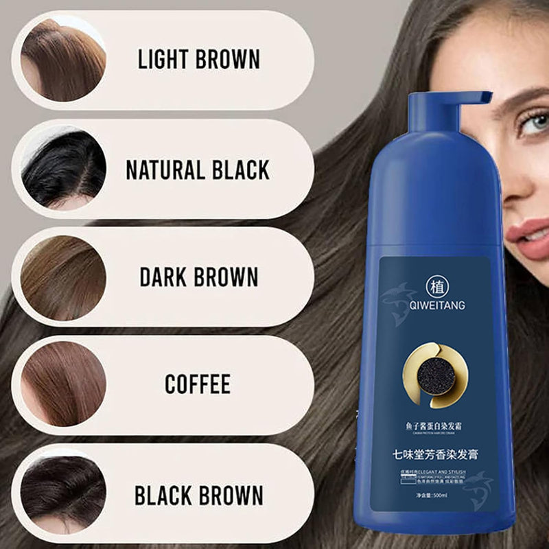 Qiweitang Hair Dye Shampoo 500ml  (Chestnut Brown) - TUZZUT Qatar Online Shopping