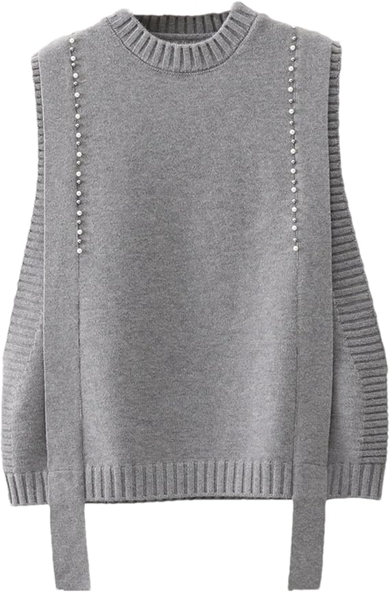 Round Neck Sleeveless Knitted Sweater Vest 175536 Round Neck Sleeveless Knitted Sweater Vest 175536