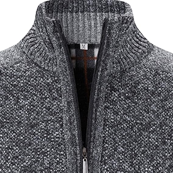 Men's Full Zip Flannel Lining Cardigan MC885 - TUZZUT Qatar Online Shopping