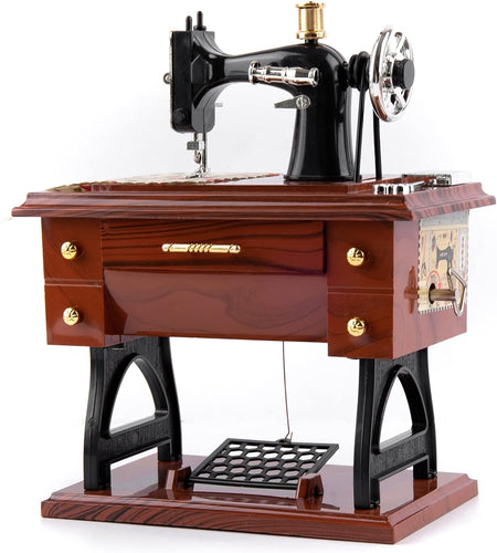 Framendino, Vintage Sewing Machine Jewelry Clockwork Music Boxes for Home Desk Decoration
