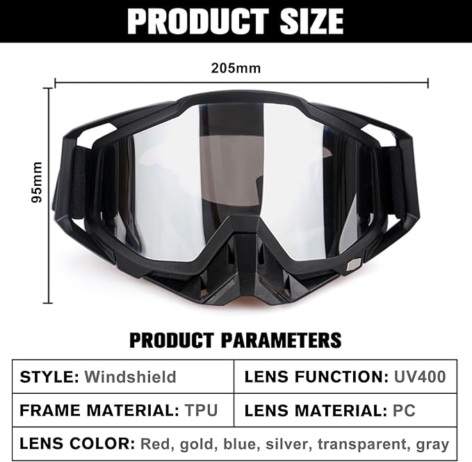 Motorcycle Goggles for Dirt Biking,ATV Riding,Sking goggles and windproof glasses for Unisex-Adult - TUZZUT Qatar Online Shopping