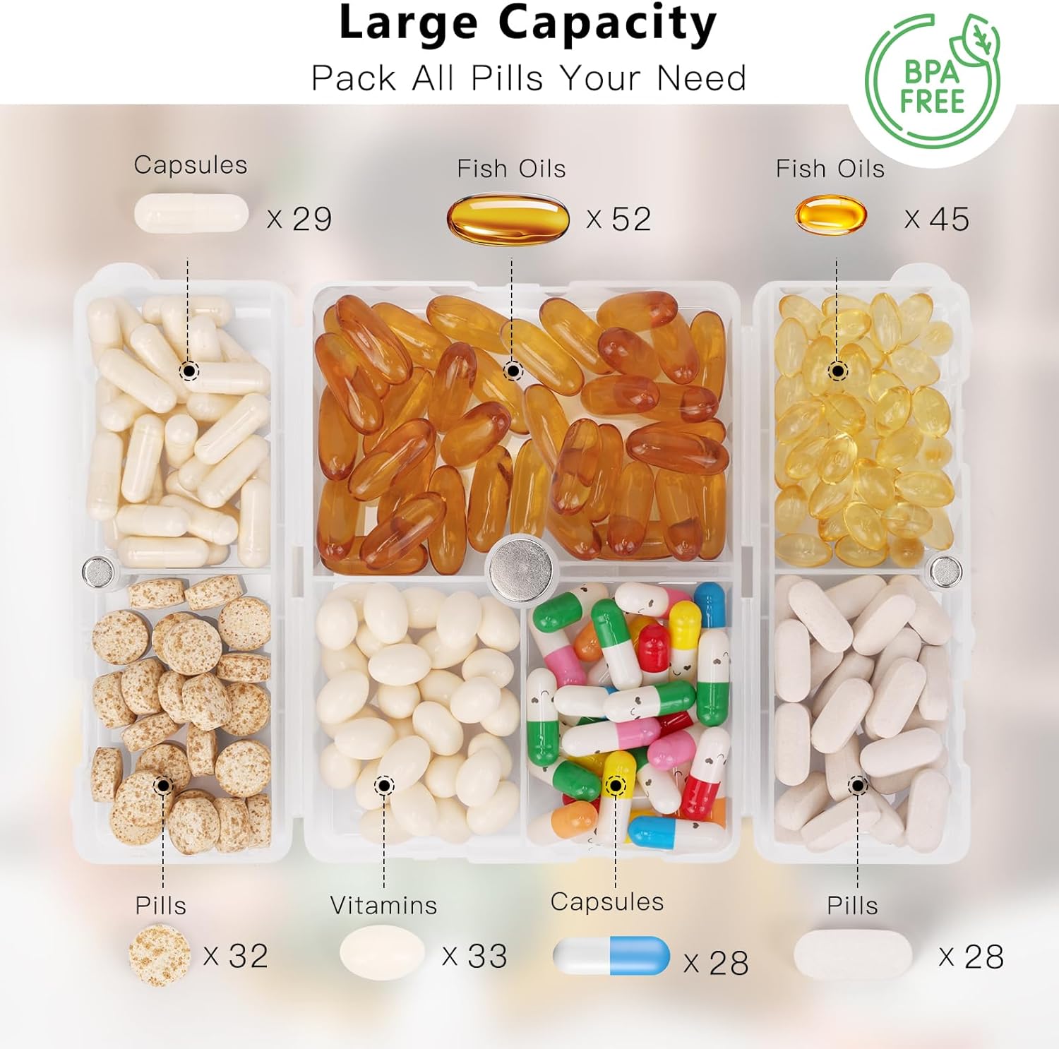 7 Compartments Portable Pill Case Travel Pill Organizer 7 Compartments Portable Pill Case Travel Pill Organizer